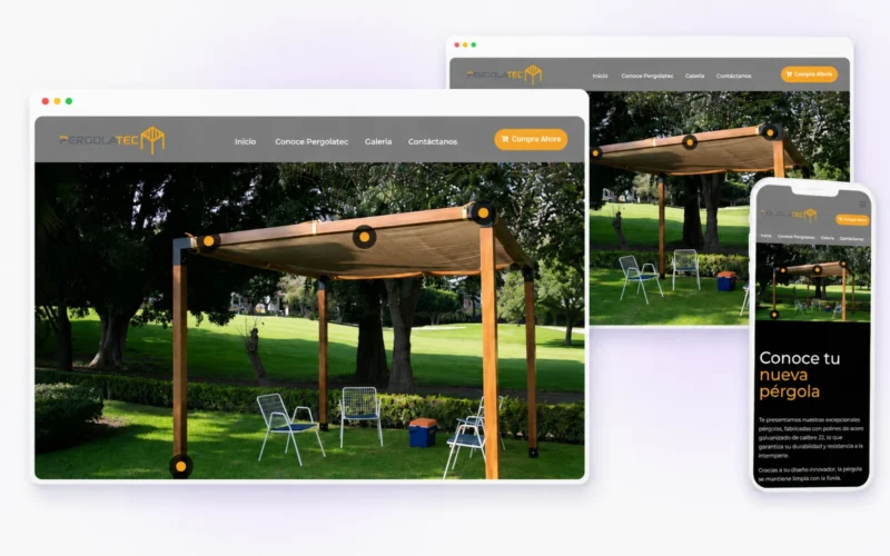 Vista responsive de la landing page desarrollada para Pergolatec