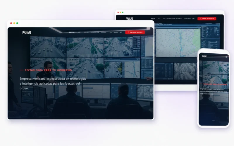 Vista responsive del sitio web de tecnología gubernamental desarrollado para PREGAT