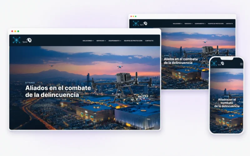 Vista responsive del sitio web tecnológico desarrollado para SYSNE